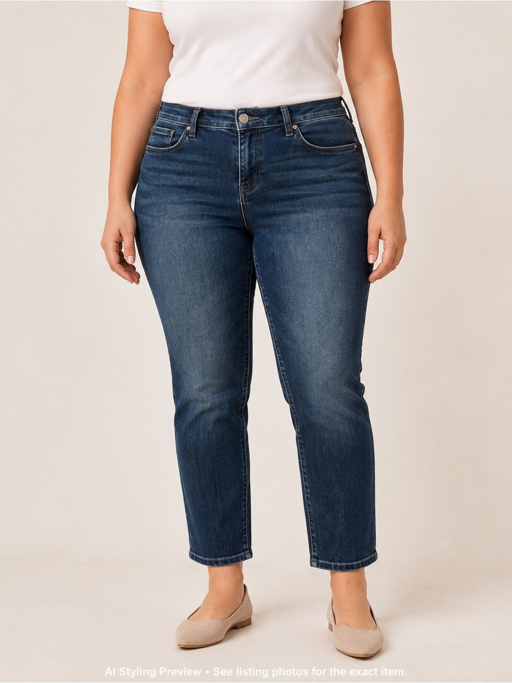 Seven7 Women’s 16P Dark Wash Rhinestone Straight Leg Jeans 25” Inseam